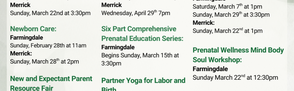 Upcoming Prenatal Education Classes